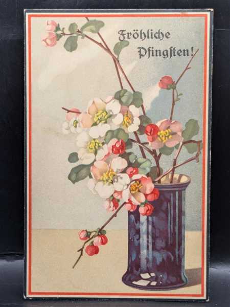 AK Ansichtskarte Postkarte Feldpost Fröhliche Pfingsten Blumen Motivkarte