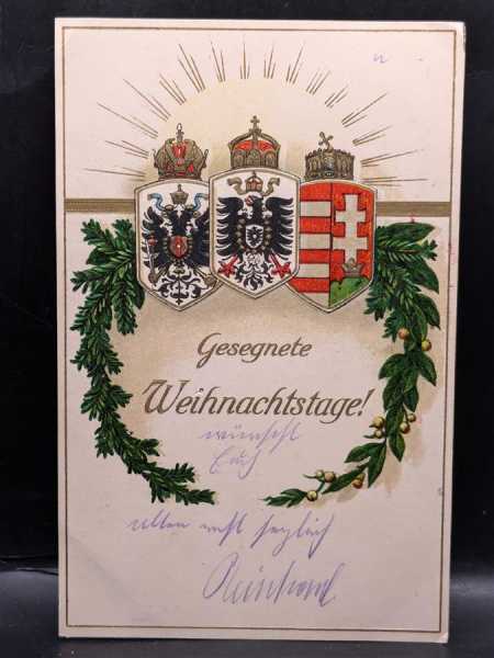 AK Ansichtskarte Postkarte Feldpost 3 Länder Bundnis Gesegnete Weihnachten