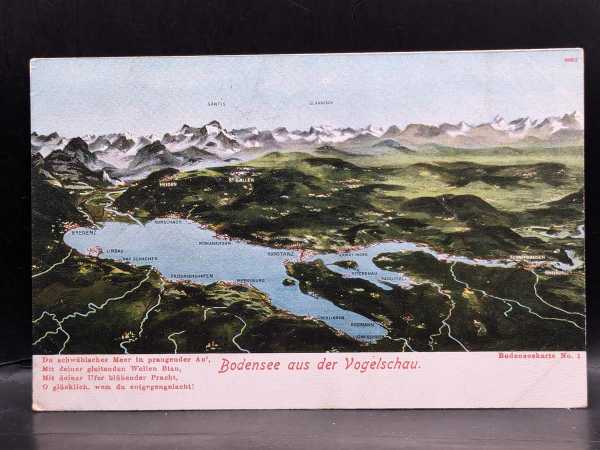 AK Ansichtskarte Postkarte Feldpost Bodensee Santis Berge Vogelschau