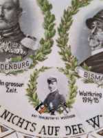 1. Weltkrieg Patriotischer Porzellanteller Hindenburg Bismarck Weddigen 25cm