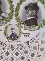 1. Weltkrieg Patriotischer Porzellanteller Hindenburg Bismarck Weddigen 25cm