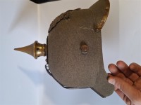 1.Weltkrieg Preussische Ersatz Pickelhaube aus Filz Kopfbedeckung Feldgrau RAR