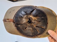 1.Weltkrieg Preussische Ersatz Pickelhaube aus Filz Kopfbedeckung Feldgrau RAR