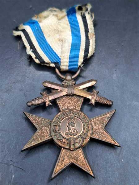 Orden Bayrisches Militär Verdienstkreuz mit Schwertern Merenti 1866 + Band Orden