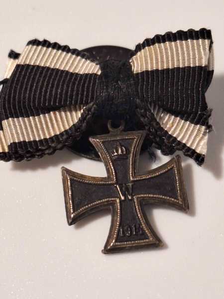 EK Knopfloch Miniatur Eiserne Kreuz 1914 2 Seitige Mini Bandspange Feldspange