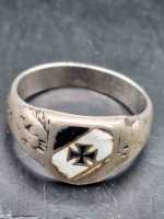 Ring Weltkrieg Patriotisch Eiserne Kreuz 800 Silber Punze Militaria