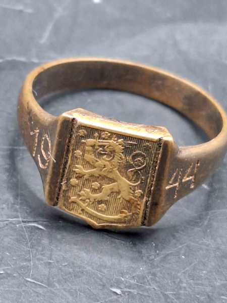 Ring Finland Suomi 1944 Feldzug Löwe mit Schwert Siegel Wappen RAR Selten