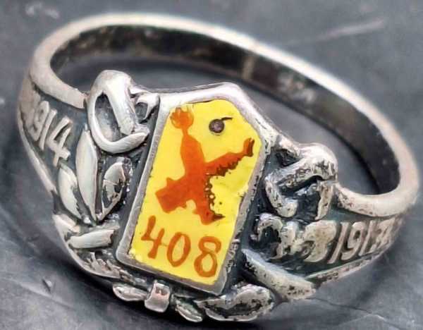 Ring vom 408 Infanterie Regiment 1914 - 1917 Silber Punze 800 Divisions Ring