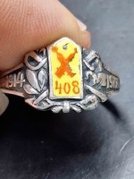 Ring vom 408 Infanterie Regiment 1914 - 1917 Silber Punze 800 Divisions Ring