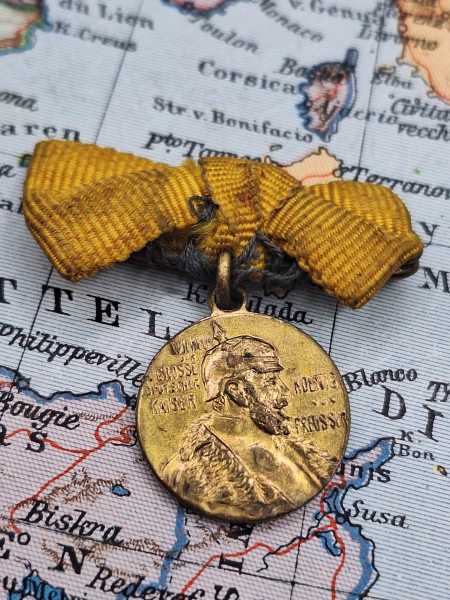 Anstecknadel Miniatur Kaiser Wilhelm Erinnerungsmedaille Koenig von Preussen RAR