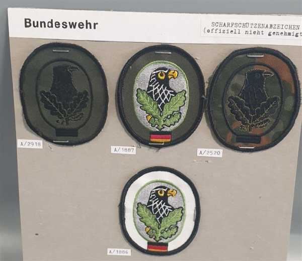 4x Bundeswehr Scharfschützenabzeichen 4 Varianten Stoffabzeichen Ärmelabzeichen