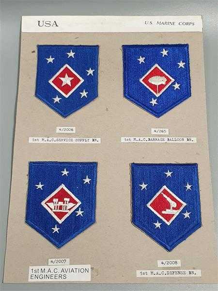 4x Patch U.S. Marine Corps 1st M.A.C. Service Supply Barrage Ballon Defense 2.WK