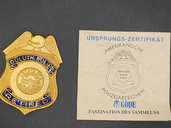 Duluth Police Retired Minnesota USA Polizei Police Badge Abzeichen Marke