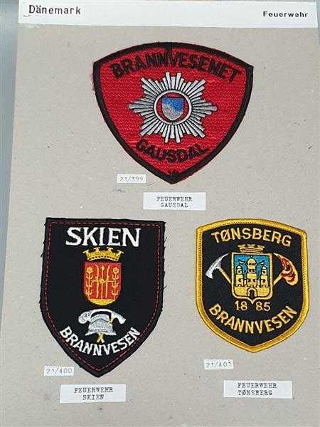 Dänemark Feuerwehr Fire Brigade Patch Abzeichen Gausdal Skien Tonsberg Brannvese