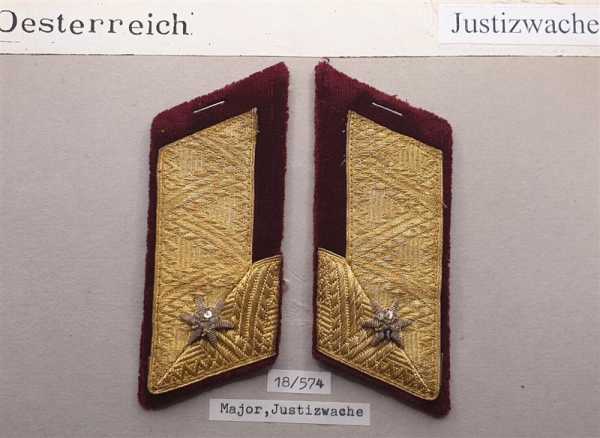 Österreich Justizwache Major Frühe Jahre Uniform Effekten Kragenspiegel Austria