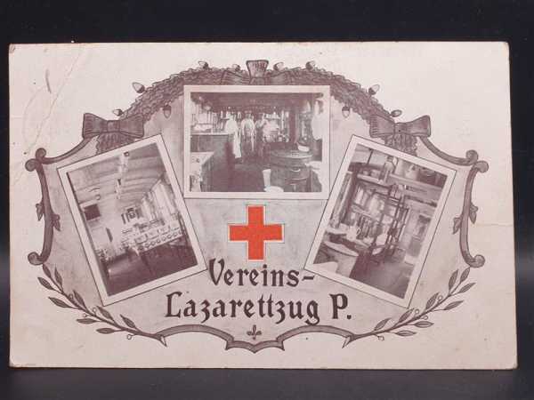 Ak Ansichtskarte Feldpost Postkarte Rot kreuz Vereins Lazarettzug Arnsdorf 1917