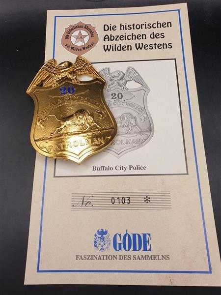 Buffalo City Police Patrolman Polizei USA Badge Insigne Abzeichen Wilden Westens