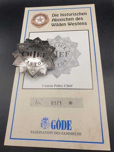 Canton Police Chief Polizei USA Badge Insigne Abzeichen Wilden Westens