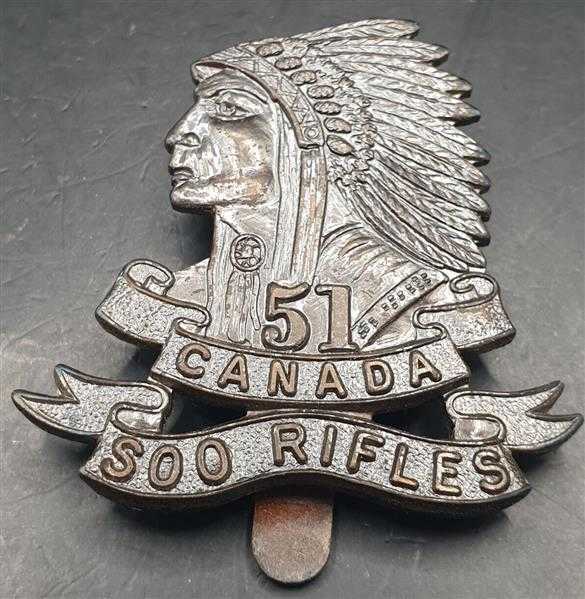 Cap Badge Mützenabzeichen Kanada Canada 2. WK 2WW 51st Canadian Soo Rifles RAR