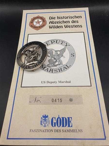 Deputy Marshal US Polizei USA Badge Insigne Abzeichen Wilden Westens Orden