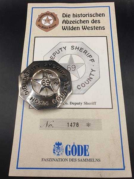 Deputy Sheriff Big Horn Police Polizei US Badge Insigne Abzeichen Wilden Westens