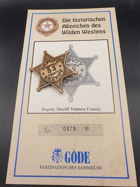 Deputy Sheriff Ventura County Polizei USA Badge Insigne Abzeichen Wilden Westens