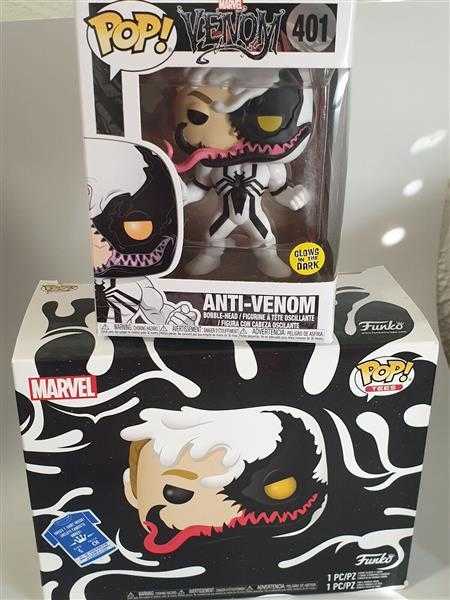 FUNKO POP Marvel Venom Anti-Venom Glows in the Dark 401 + T-Shirt Bobble-Head