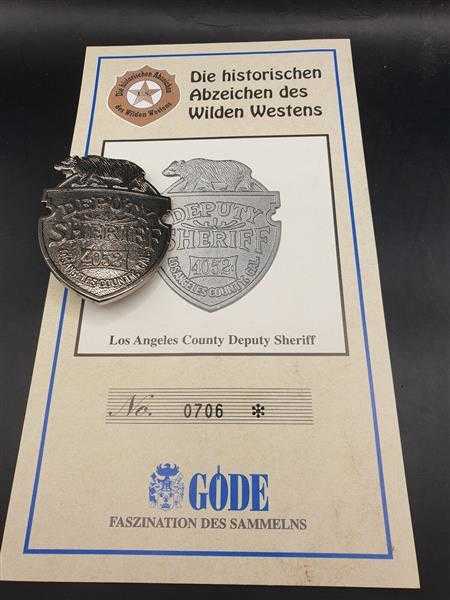 LA Deputy County Sheriff 4052 Polizei USA Badge Insigne Abzeichen Wilden Westens