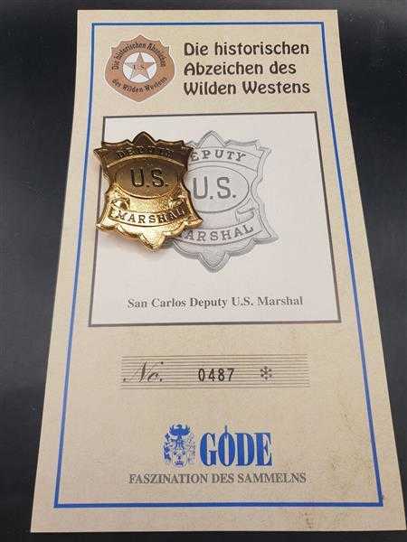 San Carlos Deputy US Marshal Polizei USA Badge Insigne Abzeichen Wilden Westens