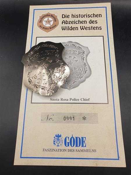 Santa Rosa Police Chief Polizei US Badge Insigne Abzeichen Wilden Westens