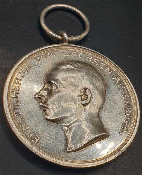 Silbermedaille Herzog Ernst II Sachsen-Altenburg fideliter et constanter Orden