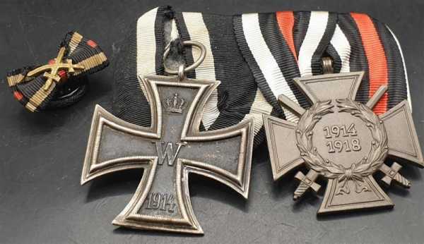 2er Ordensspange Eiserne Kreuz mit Hersteller Frontkämpfer Knopfloch Militaria