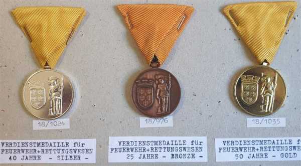 3x Nieder Österreich Austria Verdienstmedaille 25/40/50 Jahre Feuerwehr Rettungs