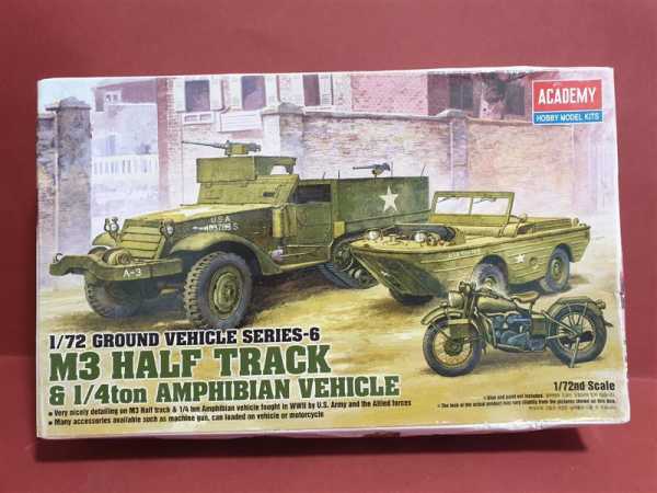 Academy 13408 M3 Half Track & 1/4 Ton Amphibian Bike 1:72 Vehicle Modellbau