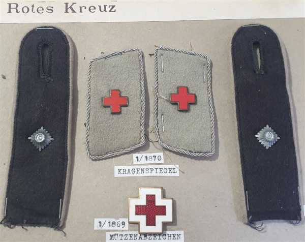 Kragenspiegel Mützenabzeichen Deutsches Rotes Kreuz Schulterstücke 2. WK RAR