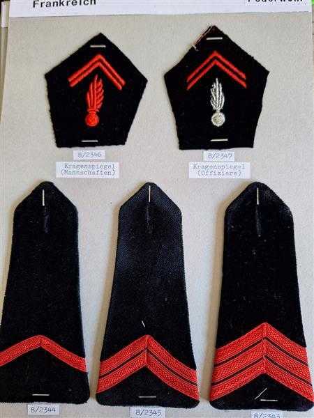 5x Feuerwehr Frankreich France Marins Pompiers Kragenspiegel Offiziere Uniform