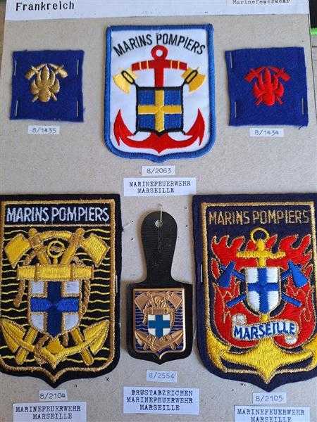 6x Feuerwehr Frankreich France Marins Pompiers Marinefeuerwehr Marseille Patch