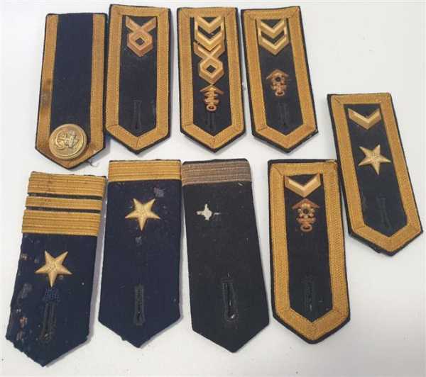 9x Marine Schulterklappen Schulterstücke Set Bestimmung Navy Seefahrt Militaria