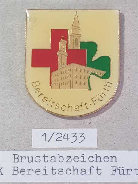 BRD RK Rot Kreuz Deutsches Rotes Kreuz Brustabzeichen BRK Brereitschaft Fürth