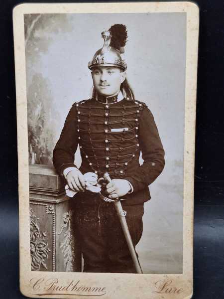 CDV Carte-de-Visite Soldat 13 Regiment Frankreich Casque RAR Sword Schwert