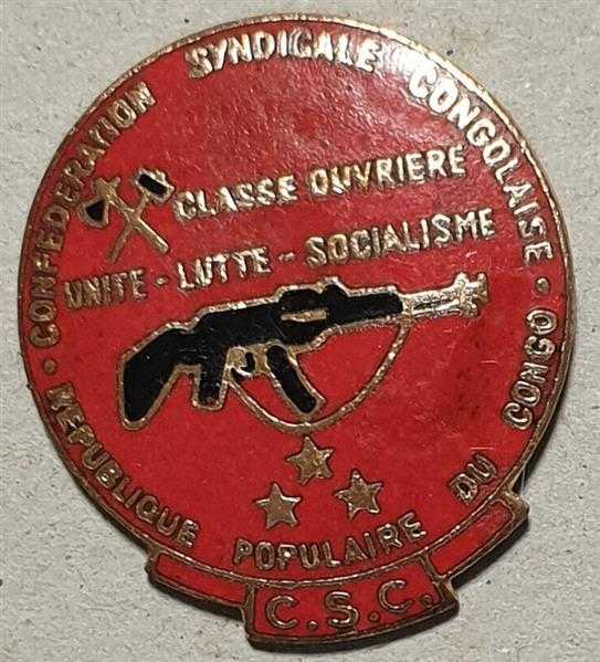 Congo Parteiabeichen C.S.C. AK47 Kalaschnikow RAR Unite Lutte Socialisme