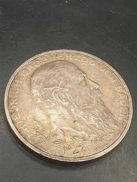 Deutsches Reich 1902 Friedrich Grosherzog von Baden 5 Fünf Mark Silbermünze