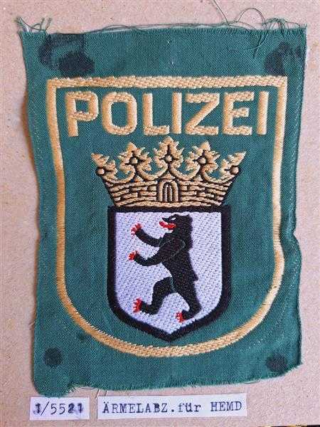 Deutschland BRD Polizei Ärmelabzeichen für Hemd Patch Berlin Alte Variante RAR