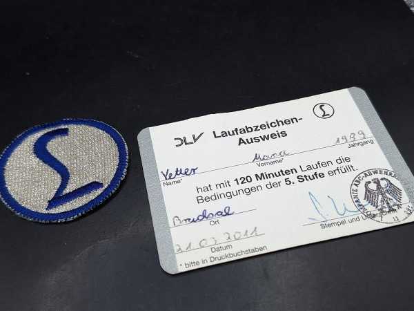 DLV Laufabzeichen 120 Minuten Ausweis Urkunde Dokumente Patch