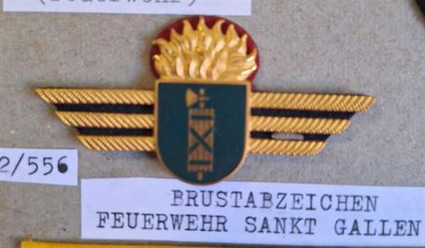 Schweiz Feuerwehr Badge Patch Brustabzeichen Sankt Gallen Orden RAR