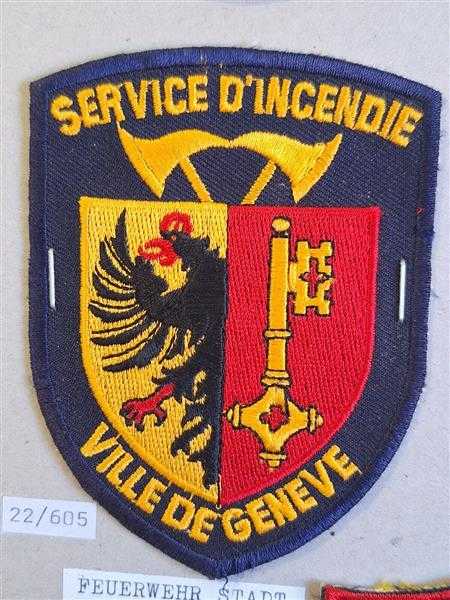 Schweiz Feuerwehr Patch Ärmelabzeichen Service D´Incendie Ville de Geneve Genf