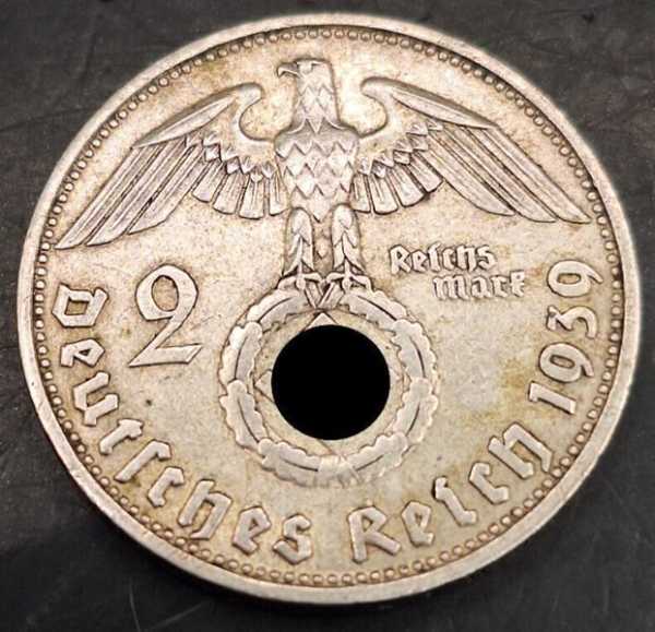 Deutsches Reich 1939 Mit HK -  2 Reichsmark Hindenburg D