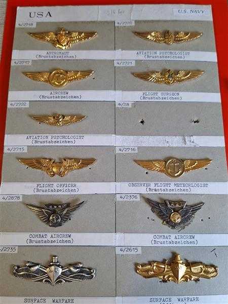 11x Amerika USA Badge Brustabzeichen Schwinge Officer Surface Warfare Combat RAR