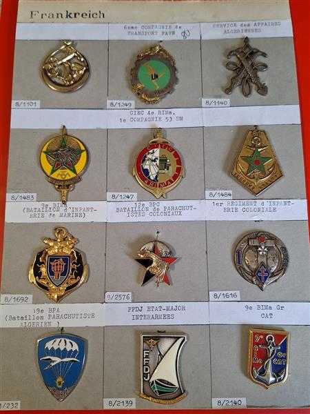 12x Frankreich France Regimentsabzeichen Kolonialtruppe FAVN Coloniale RAR Badge