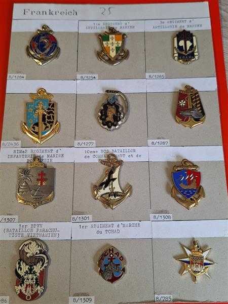 12x Frankreich France Regimentsabzeichen Kolonialtruppe Fremdenlegion Marine RAR